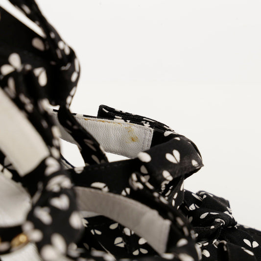Printing Bow Ankle Strap Wedge Sandals size