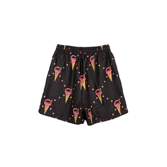 Creamy Ice Cream Print Twill Silk Short Pants XXS