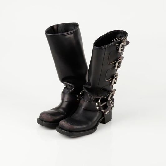 Buckle Biker Boots Size