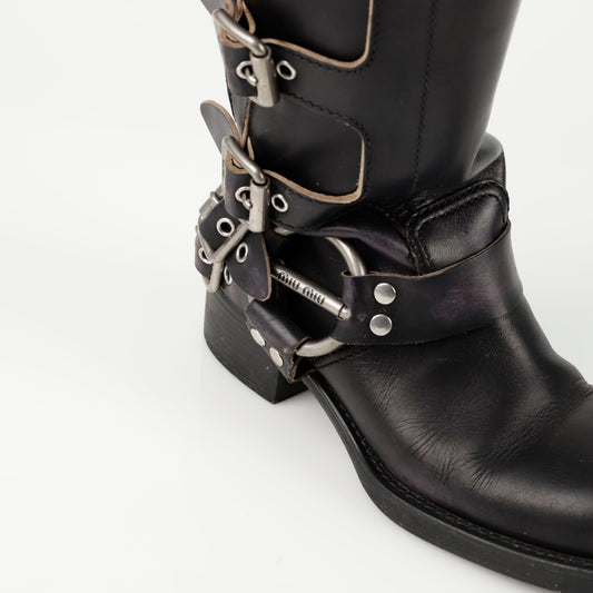 Buckle Biker Boots Size