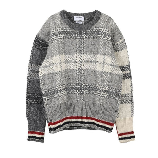Check Pattern Wool Mohair Men's Knit