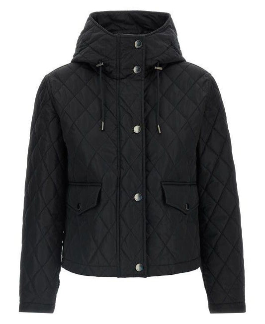 Cropped Quilted Nylon Hooded Jacket QUILTING