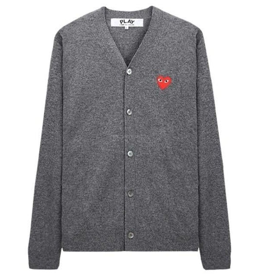 Red Heart Patch Wool Cardigan AX