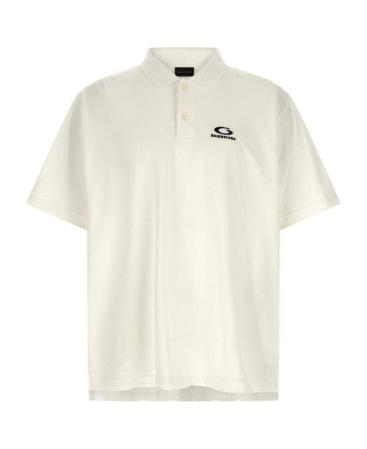 BALENCIAGA Classic Regular Polo, White Cotton Piqué, Men