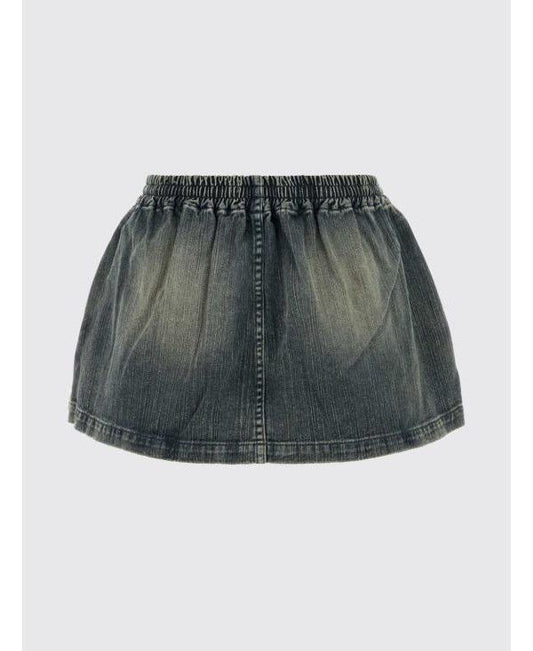 Balenciaga Women's Mini Skirt, Light Blue Cotton, Size 36