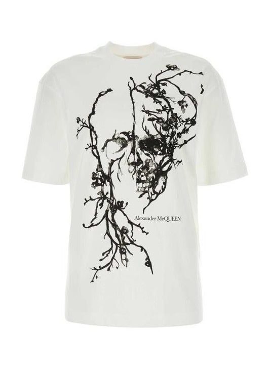 Alexander McQueen Blossom Skull Oversized T-Shirt, Women, White Cotton