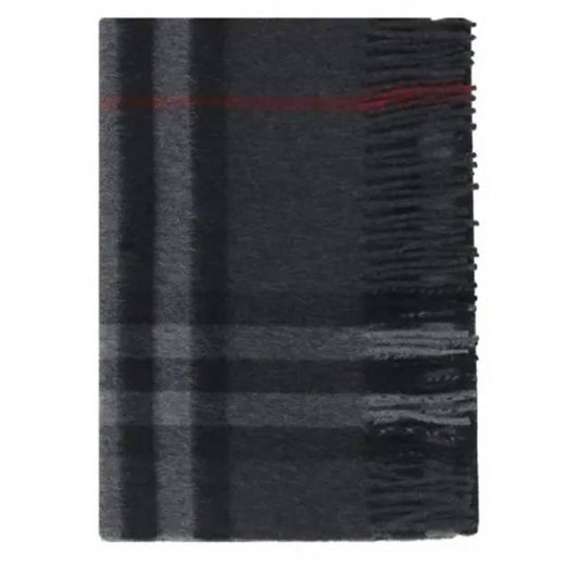 BURBERRY Checked Cashmere Scarf, Charcoal, One Size