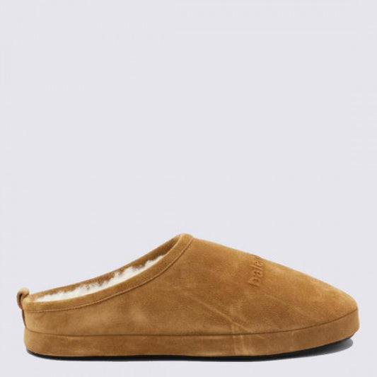 BALENCIAGA Alaska Slippers, Brown Suede, Men's EU 43