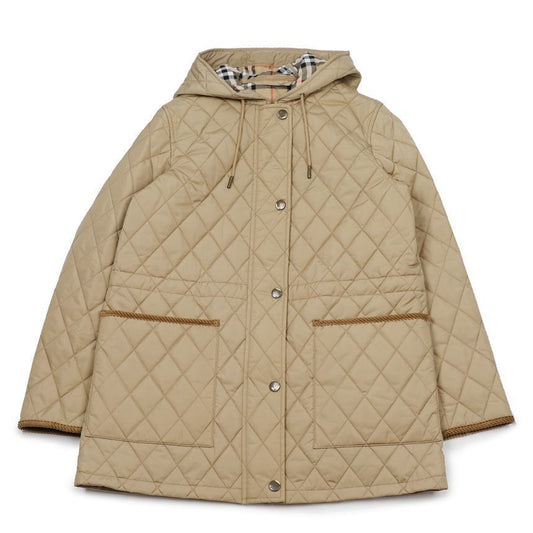 BURBERRY Quilted Nylon Parka, Flax Beige, Women