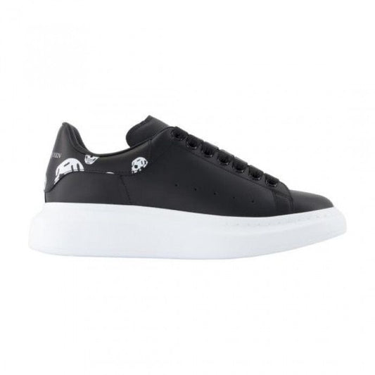 Alexander McQueen Oversized Sneakers, Black/White Calfskin, Men's Size 41