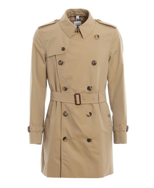 BURBERRY Men's Short Trench Coat, Honey, Cotton, IT 48