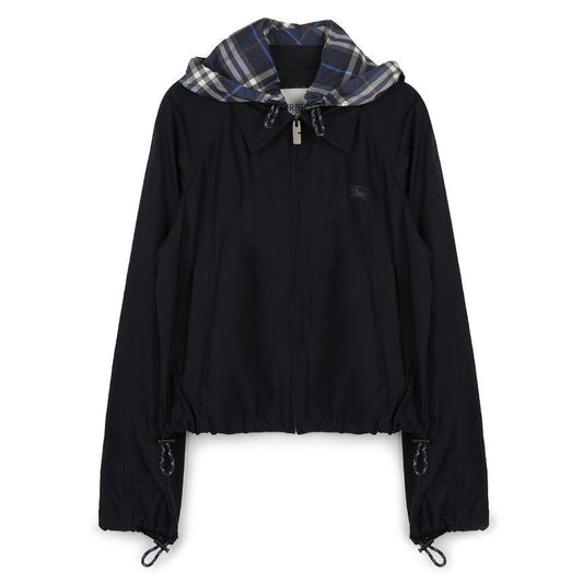 BURBERRY Cropped Newcott Hooded Jacket, Silhouette Blue, Women