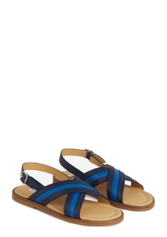 BALLY Men's Calf Leather Cross Strap Sandals, Size EU 41, Made in Italy