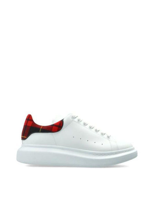 ALEXANDER MCQUEEN Oversized Sneakers, White/Red Tartan Heel, Size EU 41