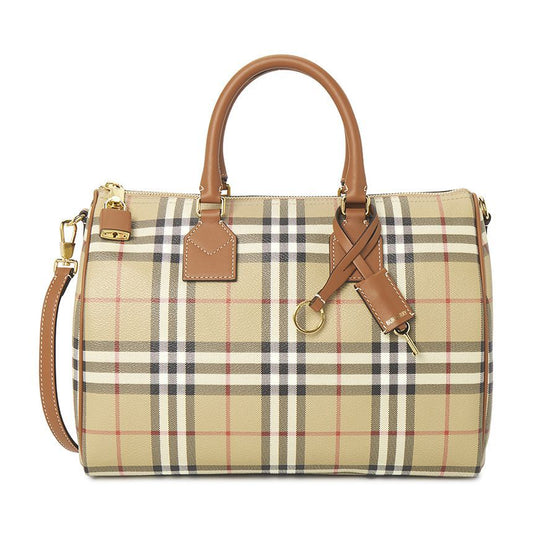 BURBERRY Medium Check Women's Bowling Bag, Archive Beige