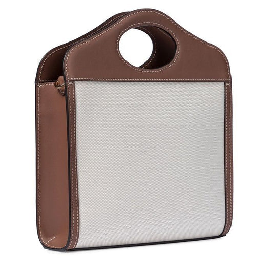 BURBERRY Pocket Mini Leather Trimming Canvas Tote Bag