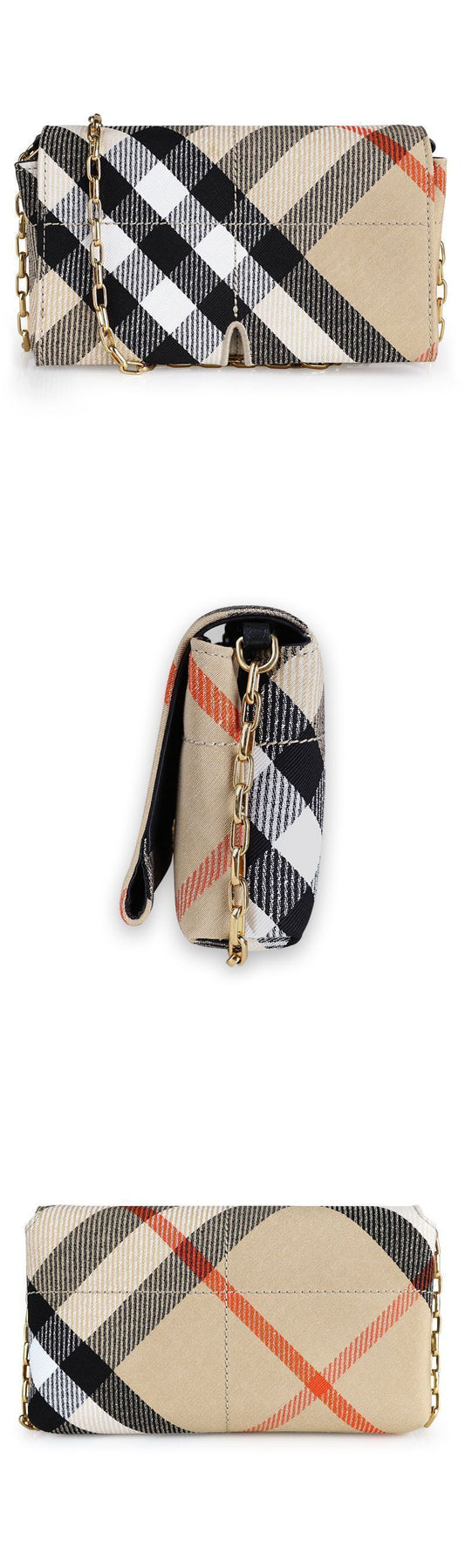 BURBERRY Women's Snip Checked Mini Chain Wallet Bag (Sand)