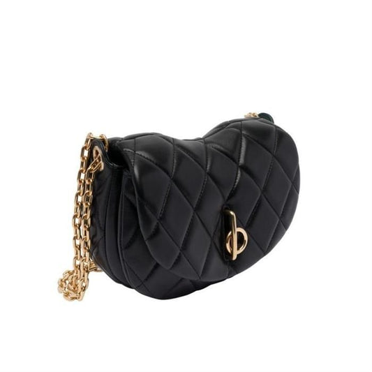BURBERRY Quilted Rocking Horse Shoulder Bag, Black Lambskin