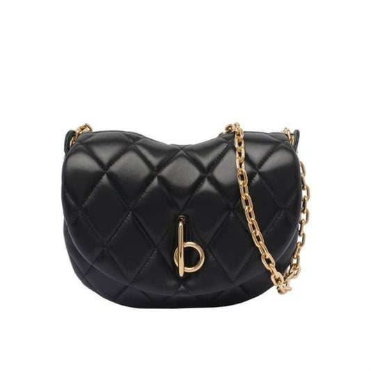 BURBERRY Quilted Rocking Horse Shoulder Bag, Black Lambskin