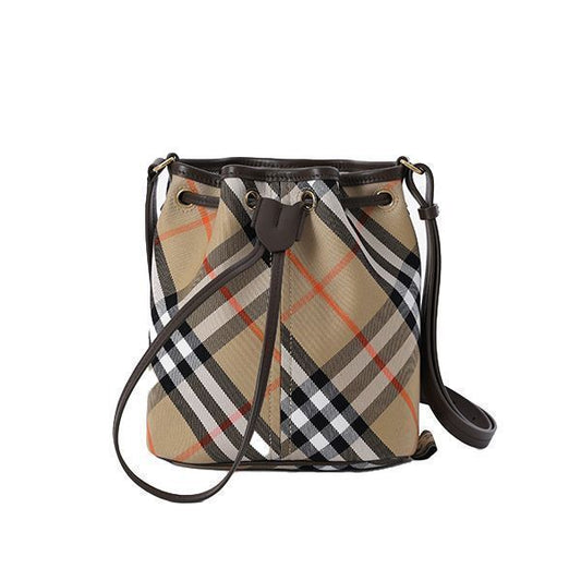 BURBERRY Vintage Check Drawstring Bucket Women's Shoulder Bag
