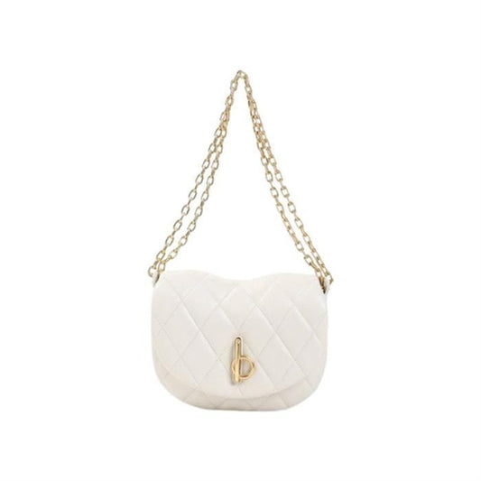 BURBERRY Quilted Rocking Horse Bag, White Lambskin Shoulder Bag
