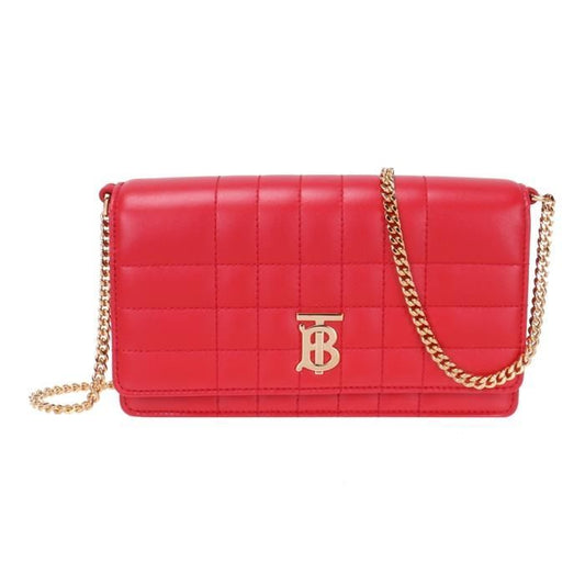 BURBERRY Rola Quilted Lambskin Clutch Shoulder Bag, Red