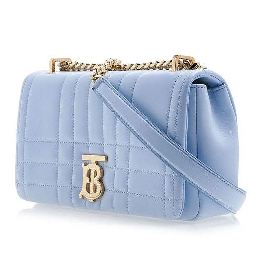 BURBERRY Women's Quilted Leather Small Lola Shoulder Bag, Light Blue