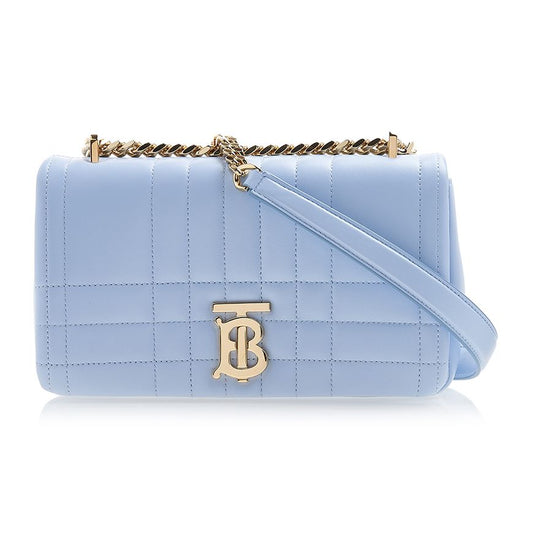 BURBERRY Women's Quilted Leather Small Lola Shoulder Bag, Light Blue
