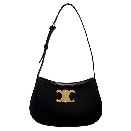 Triomphe Calfskin Tilly Medium Bag Black Gold