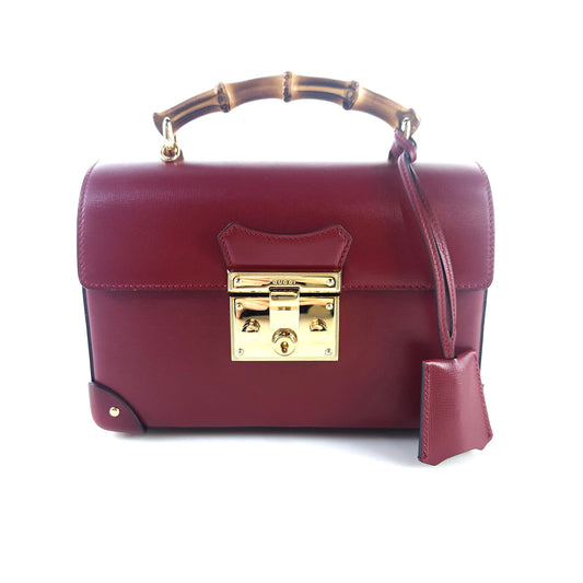 Bamboo Top Handle Padlock Shoulder Bag Crossbody