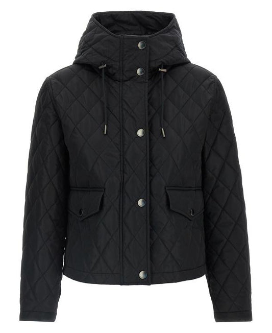 Cropped Quilted Nylon Hooded Jacket QUILTING
