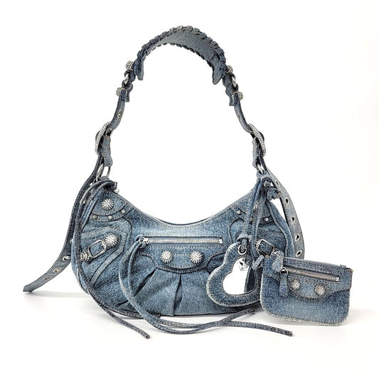Balenciaga Denim Rhinestone LE Cagol Bag Small (671307) (10177068)