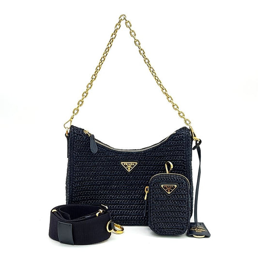 Prada Raffia Chain Strap Hobo Bag (10258279)